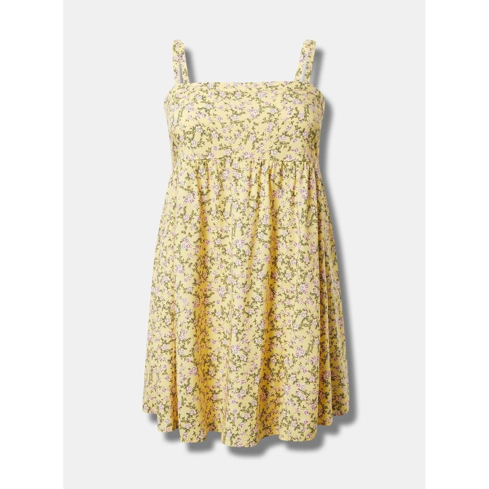 NWT Torrid Mini Challis Sleeveless Dress Yellow Tinted Roses Sundress Size 4 4X - Picture 6 of 6